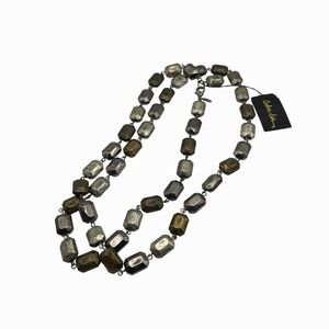 Long Station Necklace Gunmetal Faceted Bead Industrial Brutalist Boho Edgy VTG
